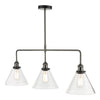 Ray 3 Light Bar Pendant Antique Nickel Clear by Dar Lighting