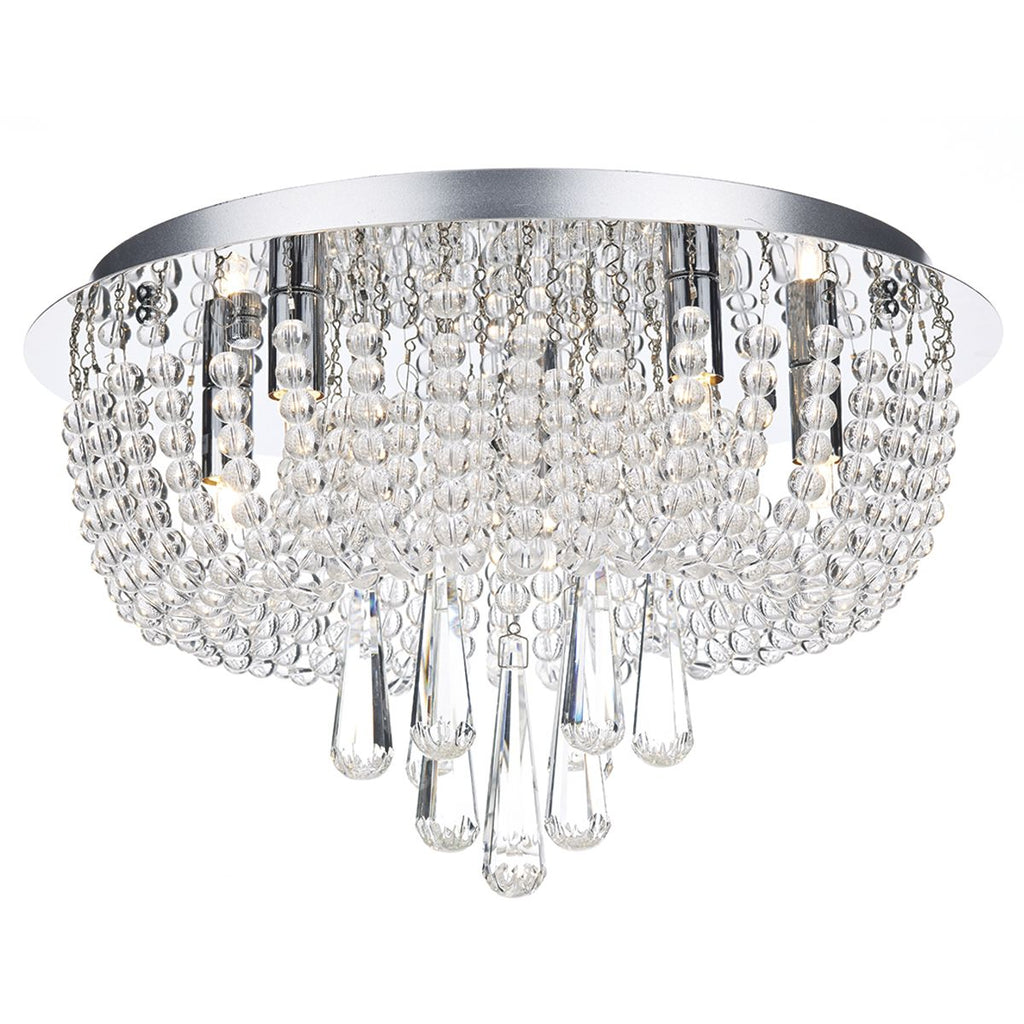 Saigon 5 Light Flush Polished Chrome/Clear by Dar Lighting
