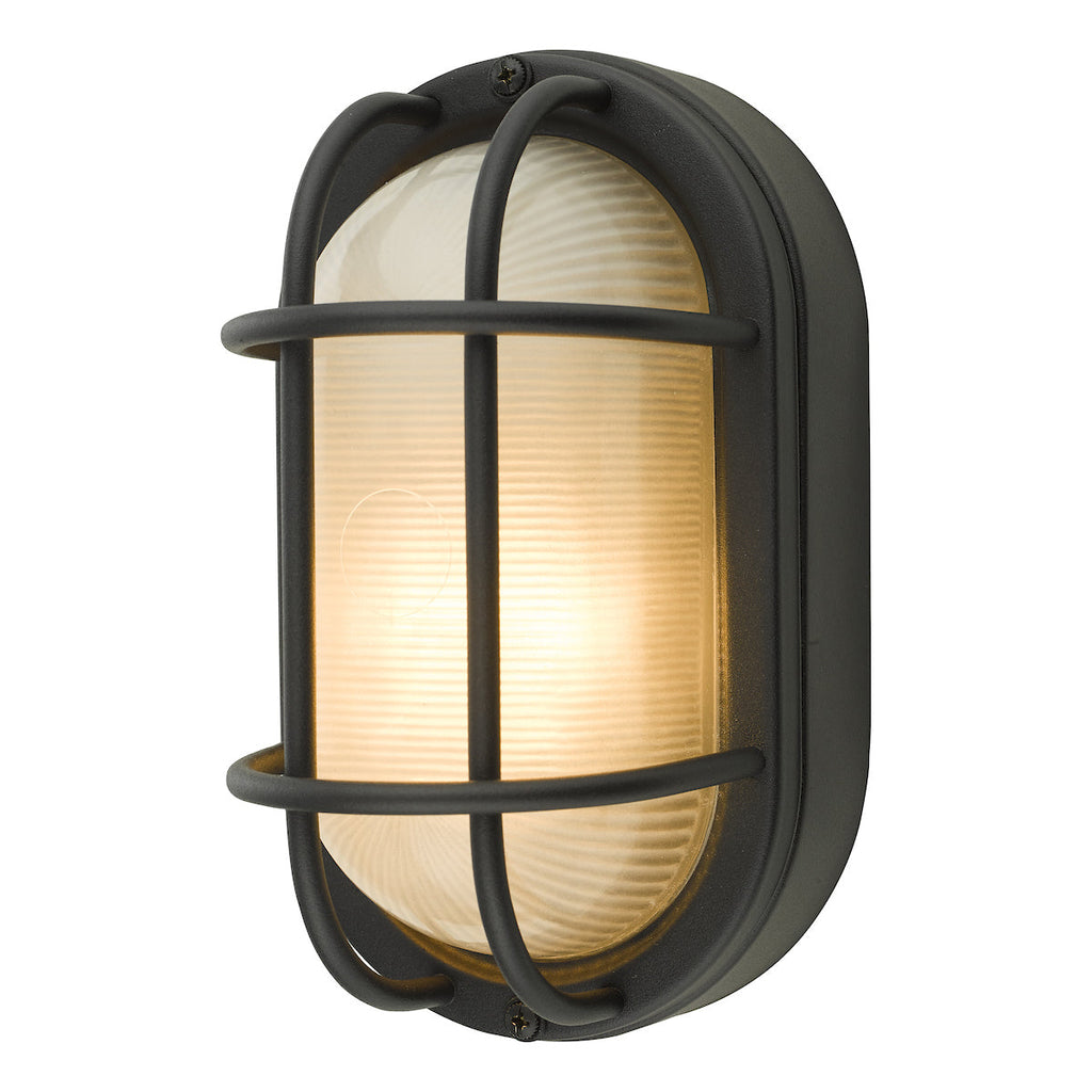 Salcombe Small Oval Matt Black Wall Light IP44 by Dar Lighting