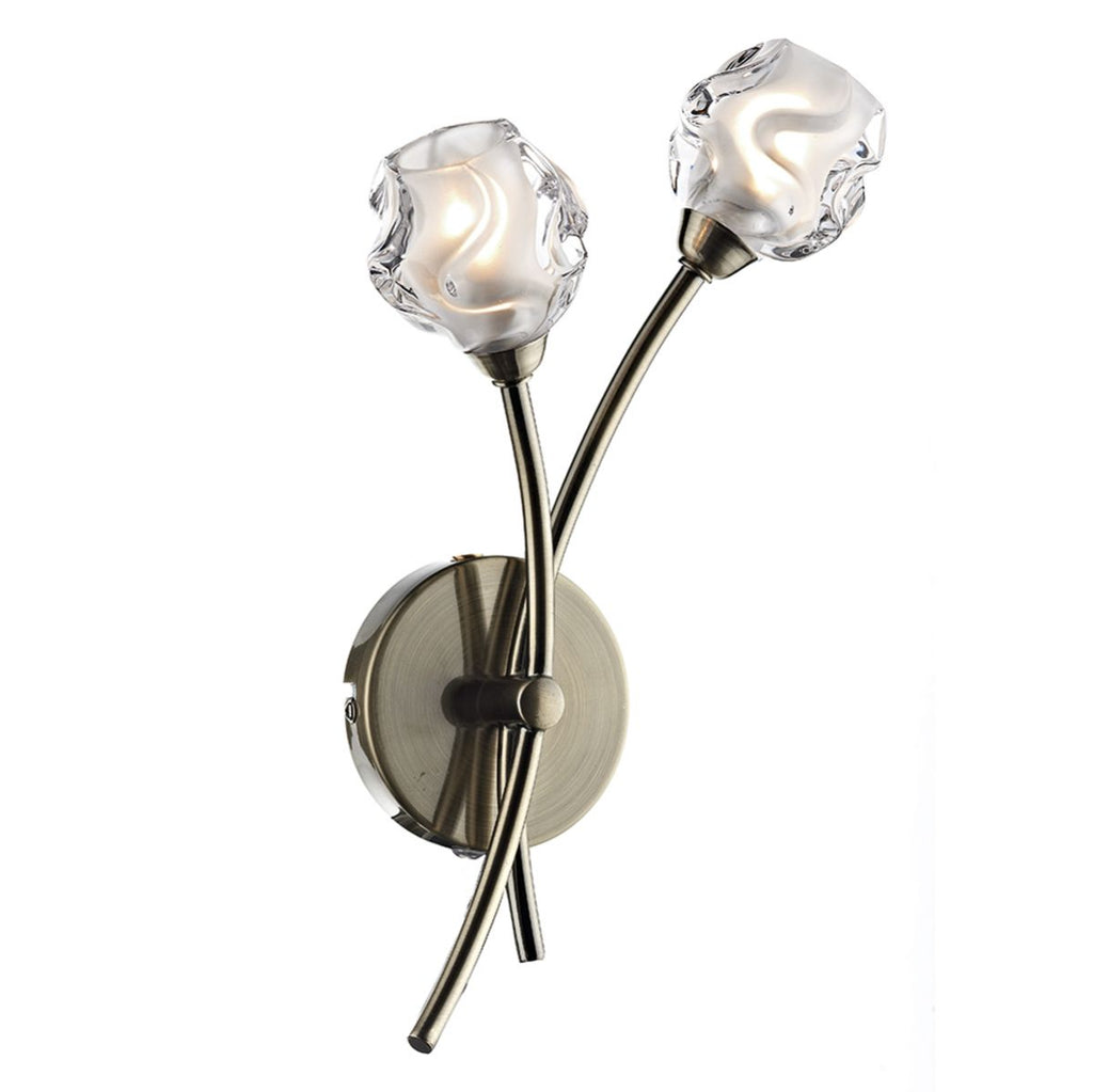 Seattle Double Wall Light Antique Brass by Dar Lighting