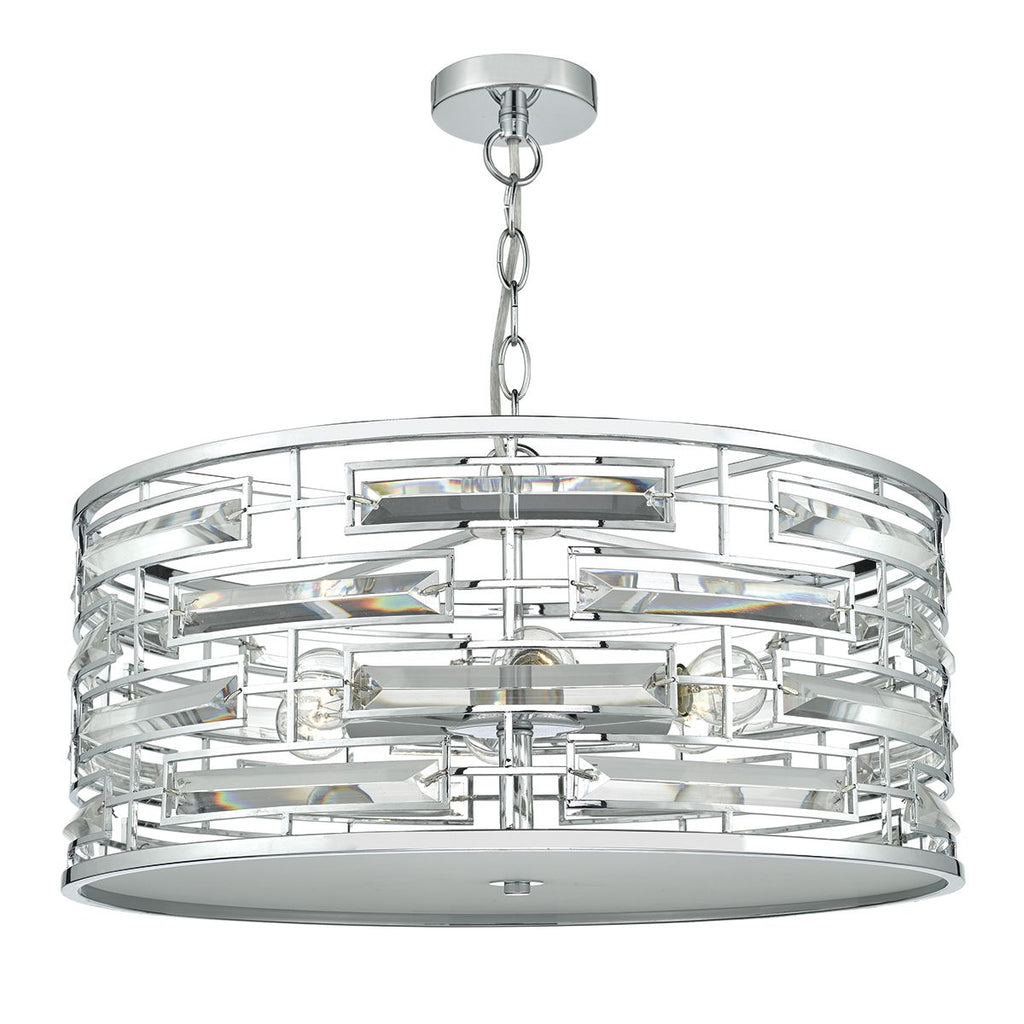 Seville 6 Light Pendant K9 Crystal Polished Chrome by Dar Lighting