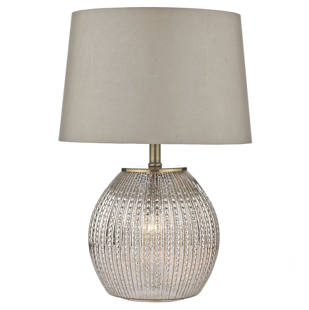 Sonia Table Lamp Antique Silver complete with Shade Dual Source by Dar Lighting