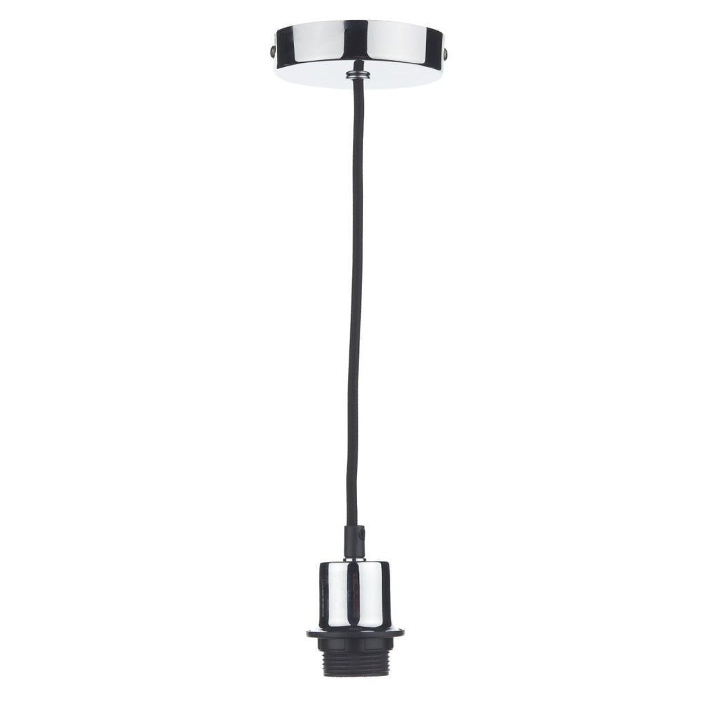 1 Light Polished Chrome E27 Suspension complete with Black Braided Cable by Dar Lighting