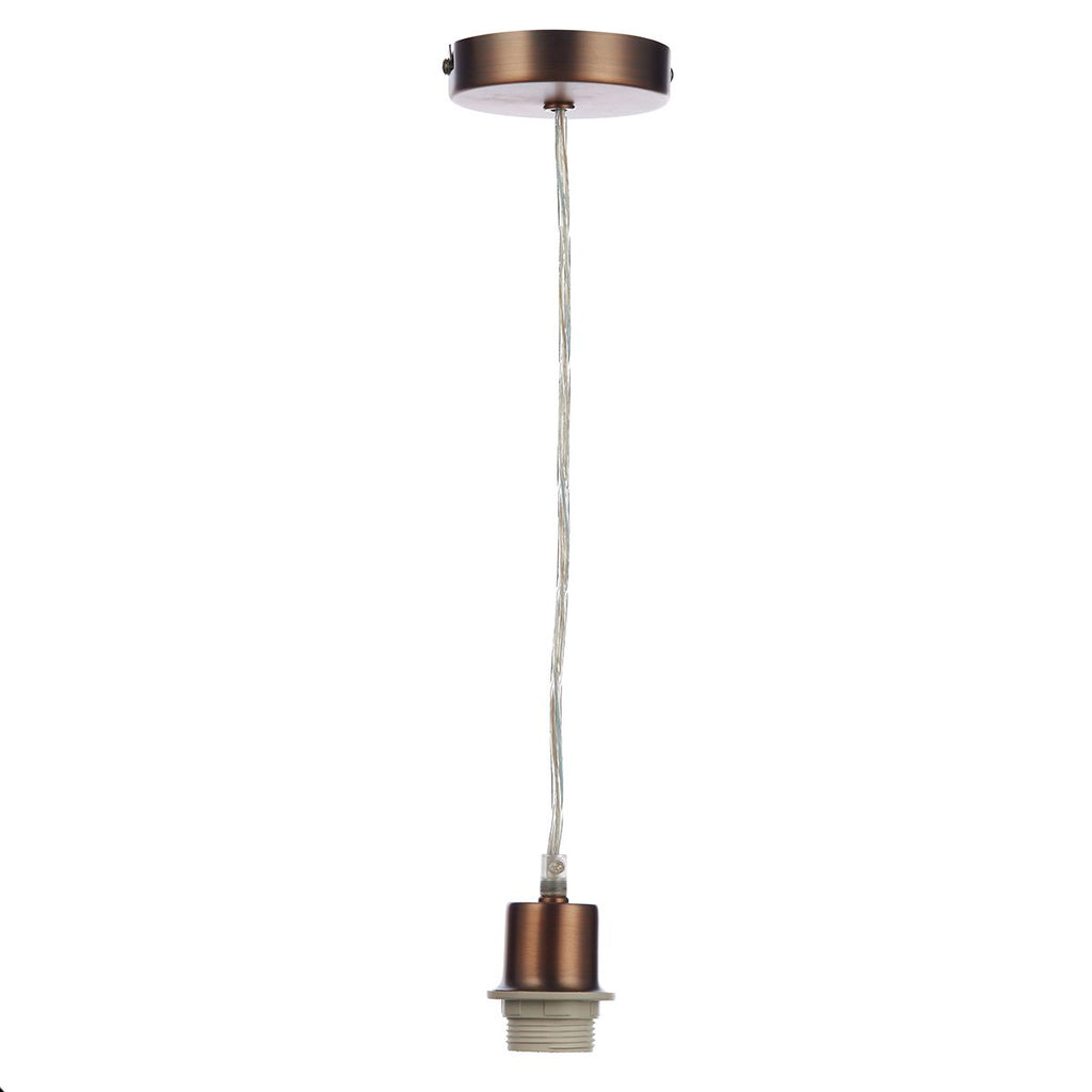 1 Light Aged Copper E27 Suspension With Clear Cable by Dar Lighting