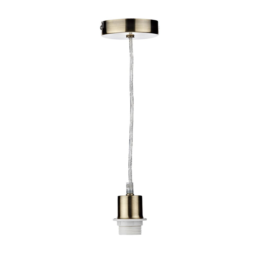 1 Light Antique Brass E27 Suspension With Clear Cable by Dar Lighting