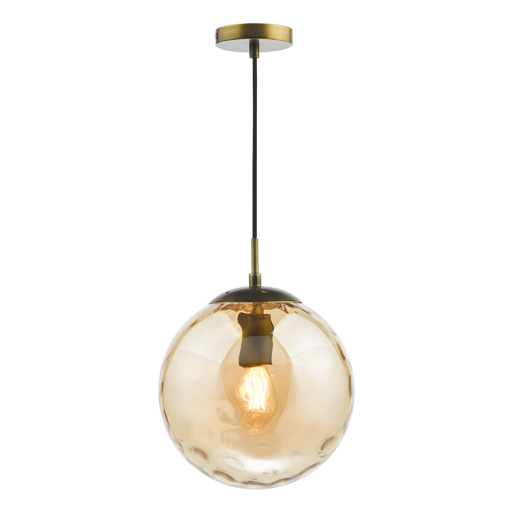 Dar Lighting - Ripple Single Pendant Bronze and Champagne Glass