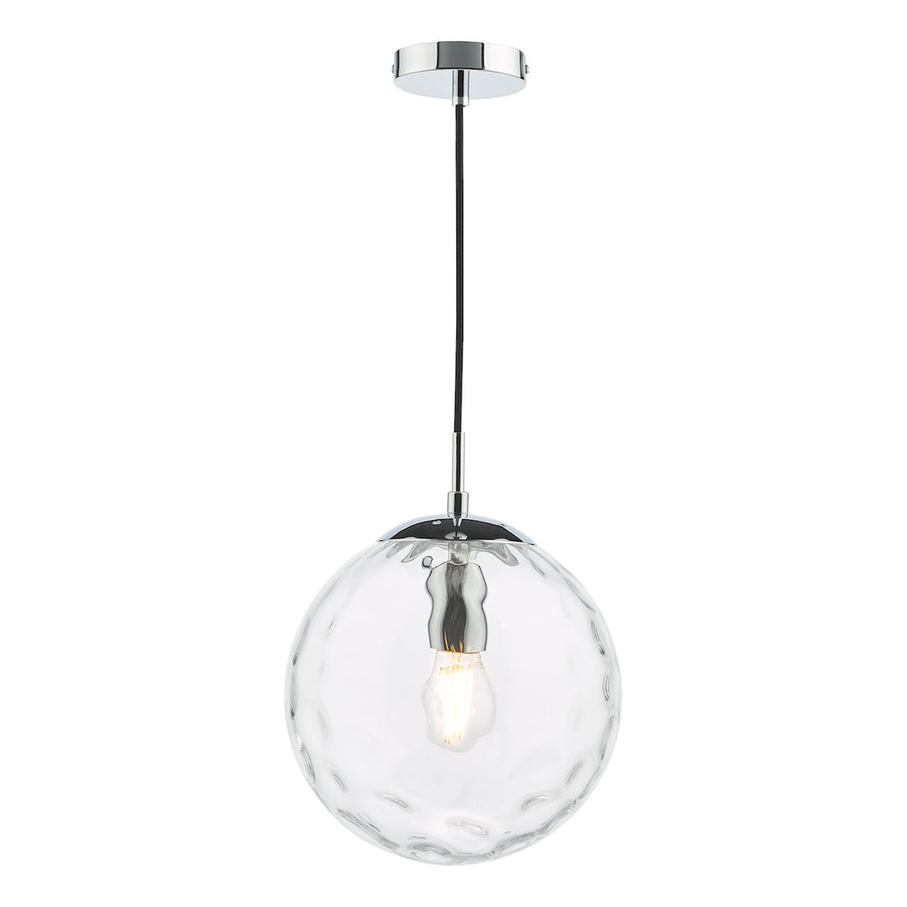 Dar Lighting - Ripple Pendant Polished Chrome & Clear Glass