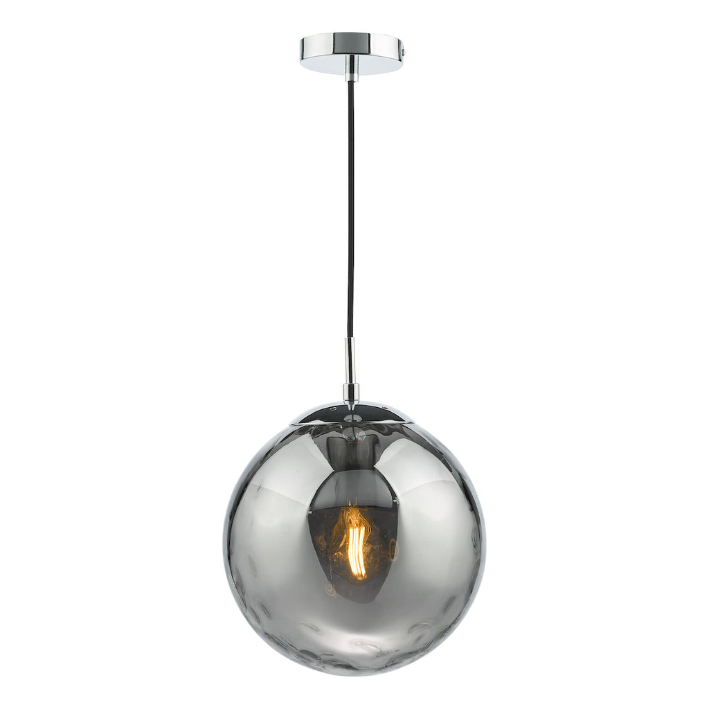 Dar Lighting - Ripple Pendant Polished Chrome & Smoked Glass