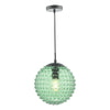 Dar Lighting - Hobnail Pendant Matt Black & Green Glass