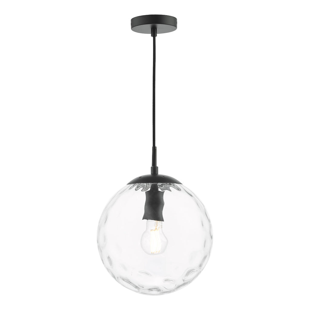 Dar Lighting - Ripple Pendant Matt Black & Clear Glass