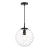 Dar Lighting - Ripple Pendant Matt Black & Clear Glass