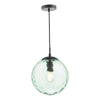 Dar Lighting - Ripple Pendant Matt Black & Green Glass