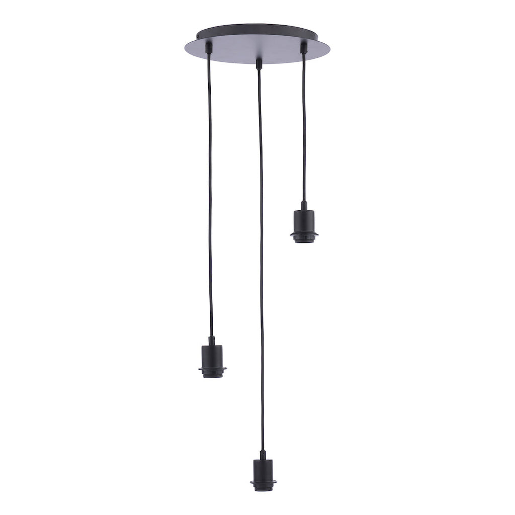 3 Light Matt Black E27 Suspension Cluster by Dar Lighting