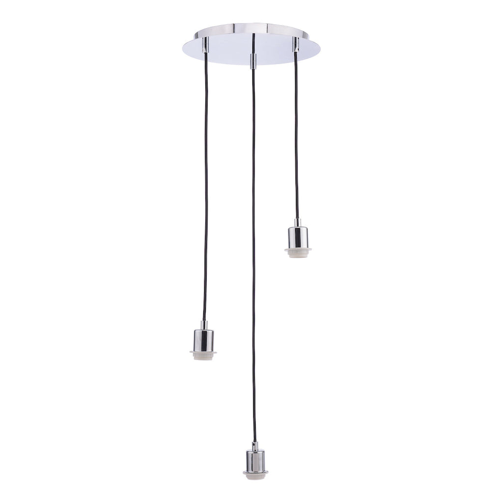 3 Light Polished Chrome E27 Suspension Cluster by Dar Lighting
