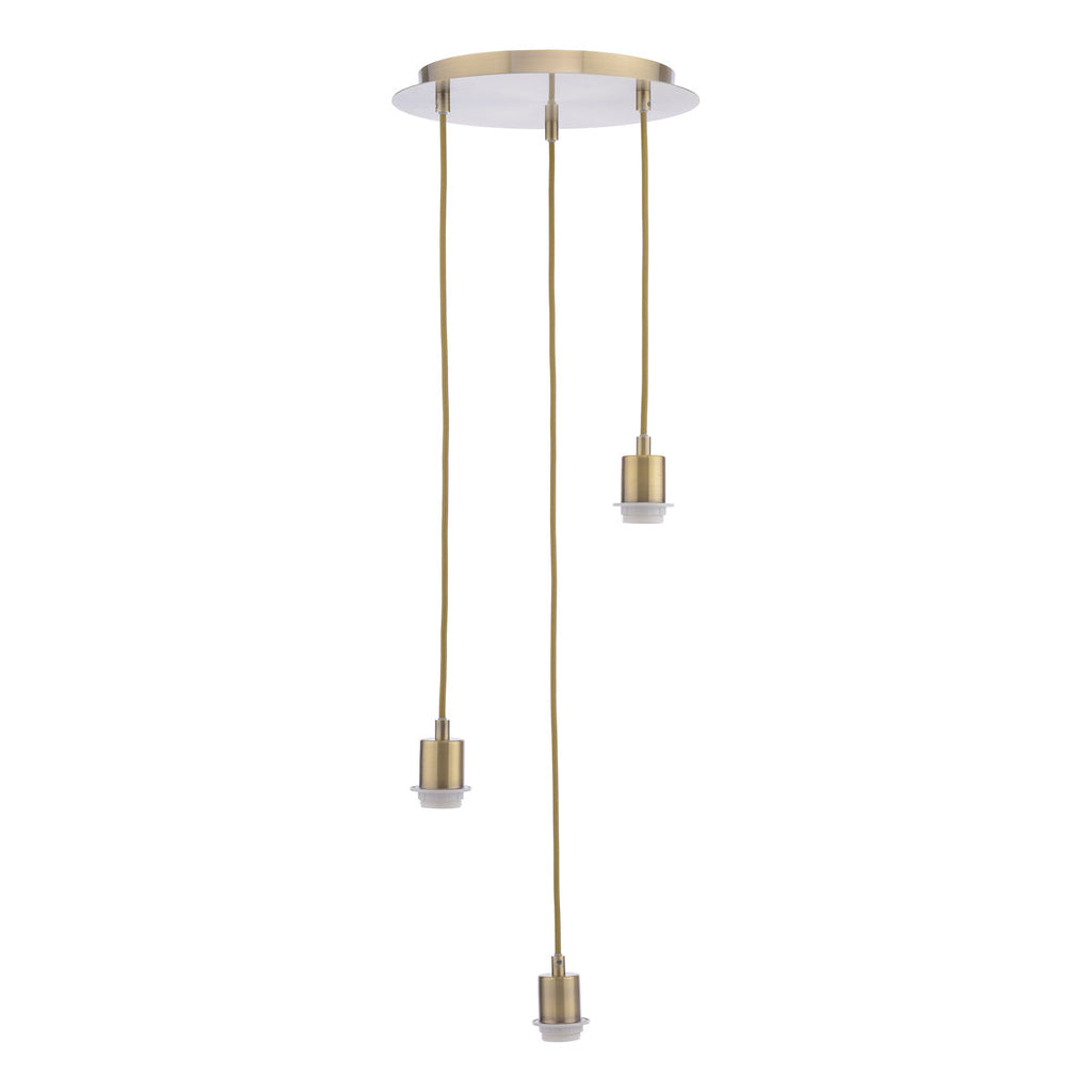 3 Light Antique Brass E27 Suspension Cluster by Dar Lighting