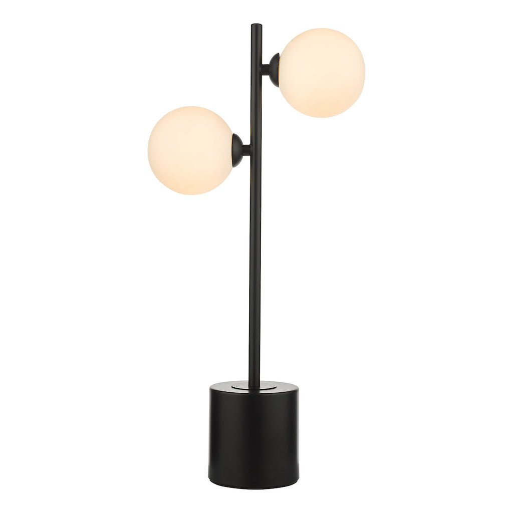 dar-lighting-Spiral 2 Light Table Lamp Matt Black Opal Glass