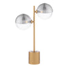 Dar Lighting - Spiral 2 Light Table Lamp Matt Gold & Champagne Dimpled Glass