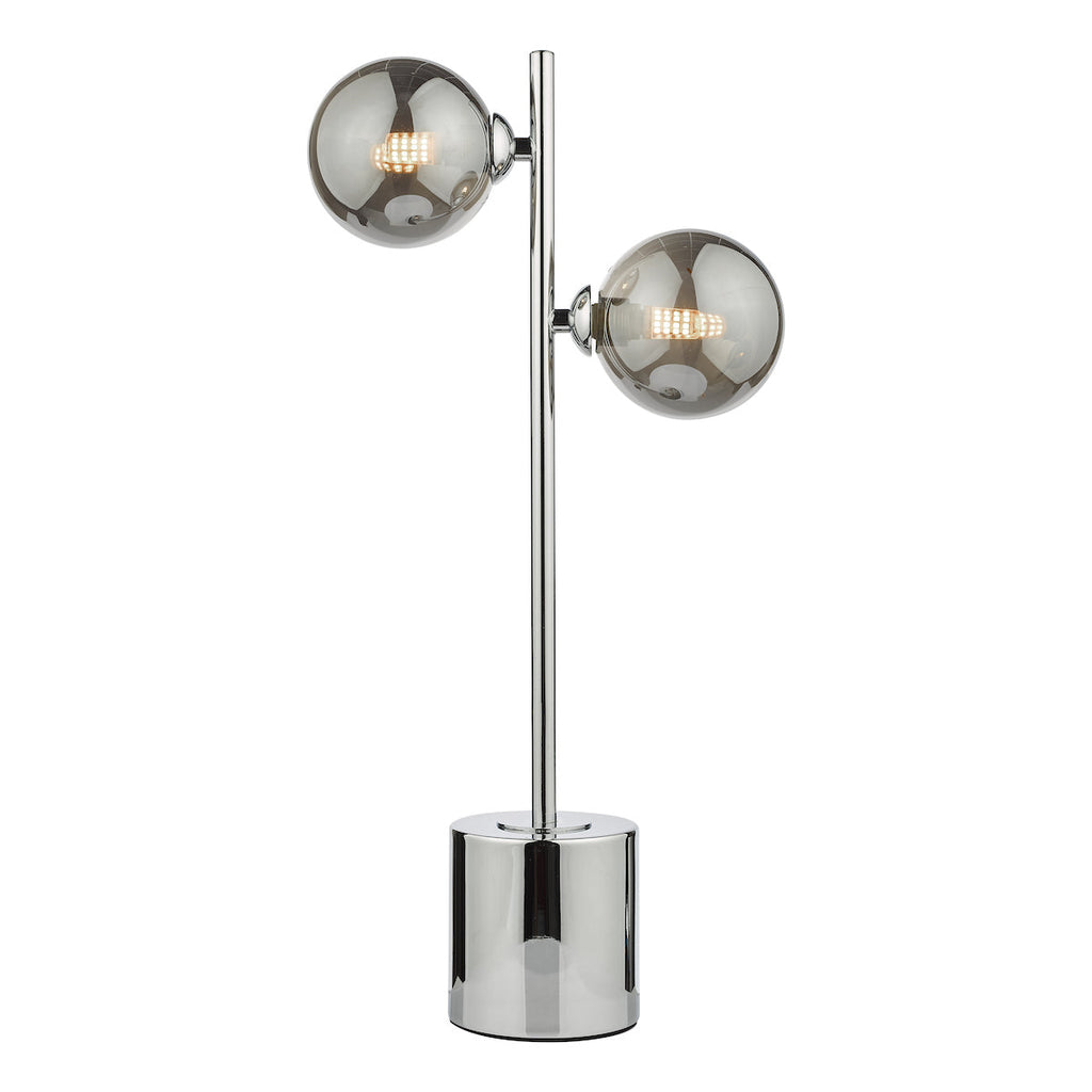 dar-lighting-Spiral 2 Light Table Lamp Polished Chrome Smoked Glass