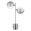 Dar Lighting - Spiral 2 Light Table Lamp Polished Chrome & Smoked/Clear Ribbed Glass