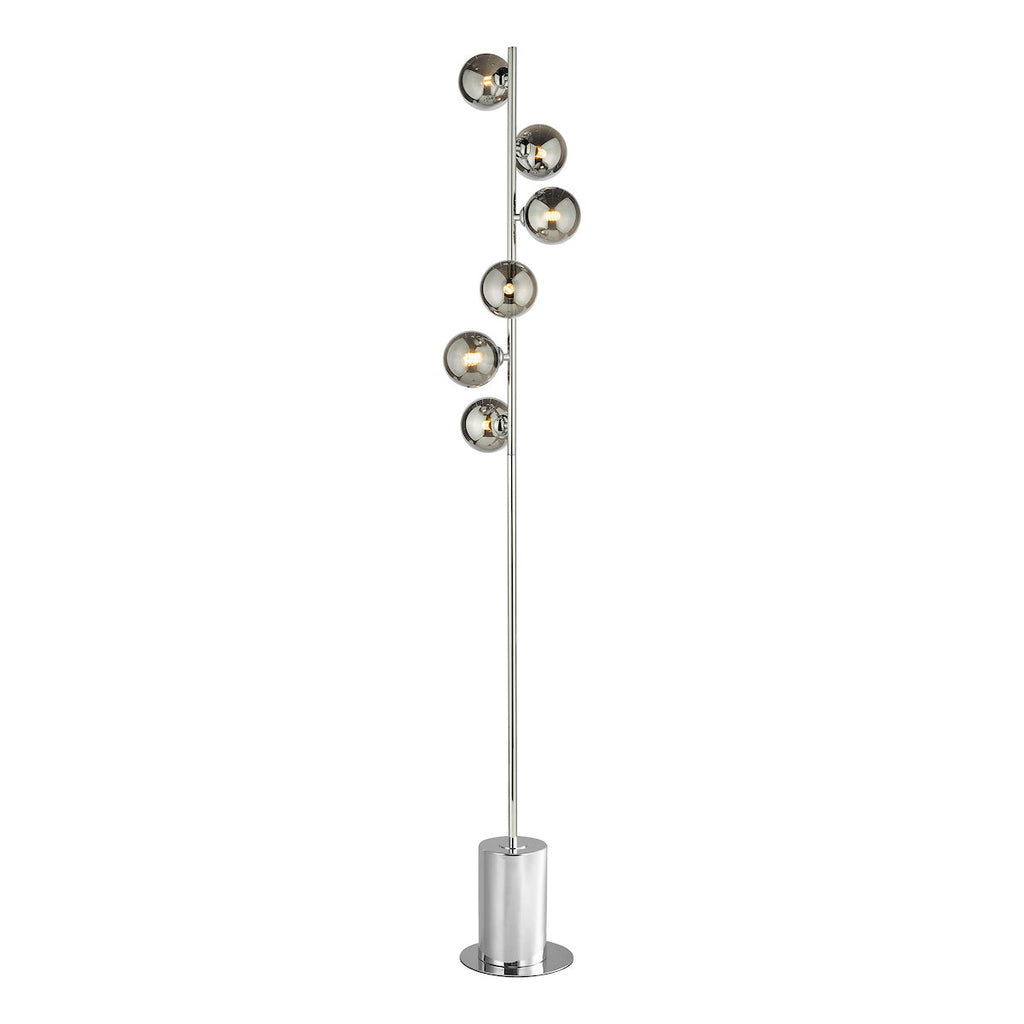 dar-lighting-Spiral 6 Light Floor Lamp Polished Chrome Smoked Glass