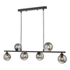 dar-lighting-Spiral 6 Light Bar Pendant Matt Black Smoked Glass