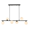 dar-lighting-Spiral 6 Light Bar Pendant Matt Black Opal Glass