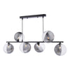Dar Lighting -  Spiral 6 Light Bar Pendant Matt Black & Smoked/Clear Ribbed Glass