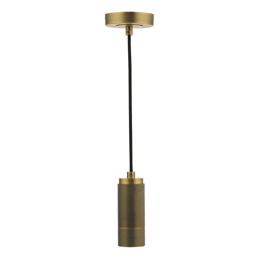 dar-lighting-1 Light Knurled Brass E27 Suspension