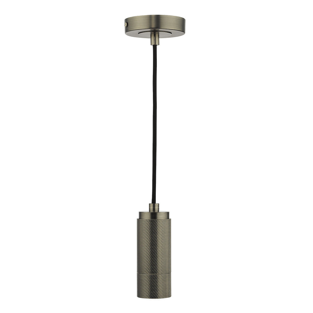 dar-lighting-1 Light Knurled Antique Chrome E27 Suspension