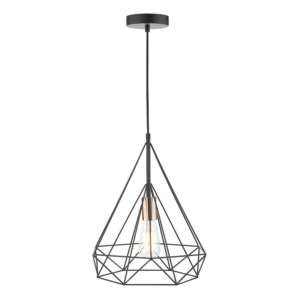 Sword 1 Light Pendant Black & Copper by Dar Lighting