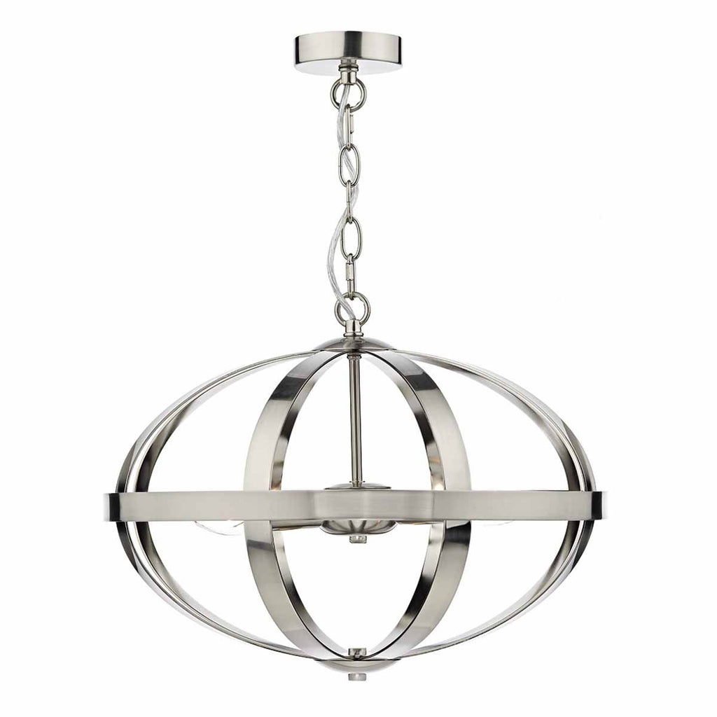 Symbol 3 Light Pendant Satin Chrome by Dar Lighting