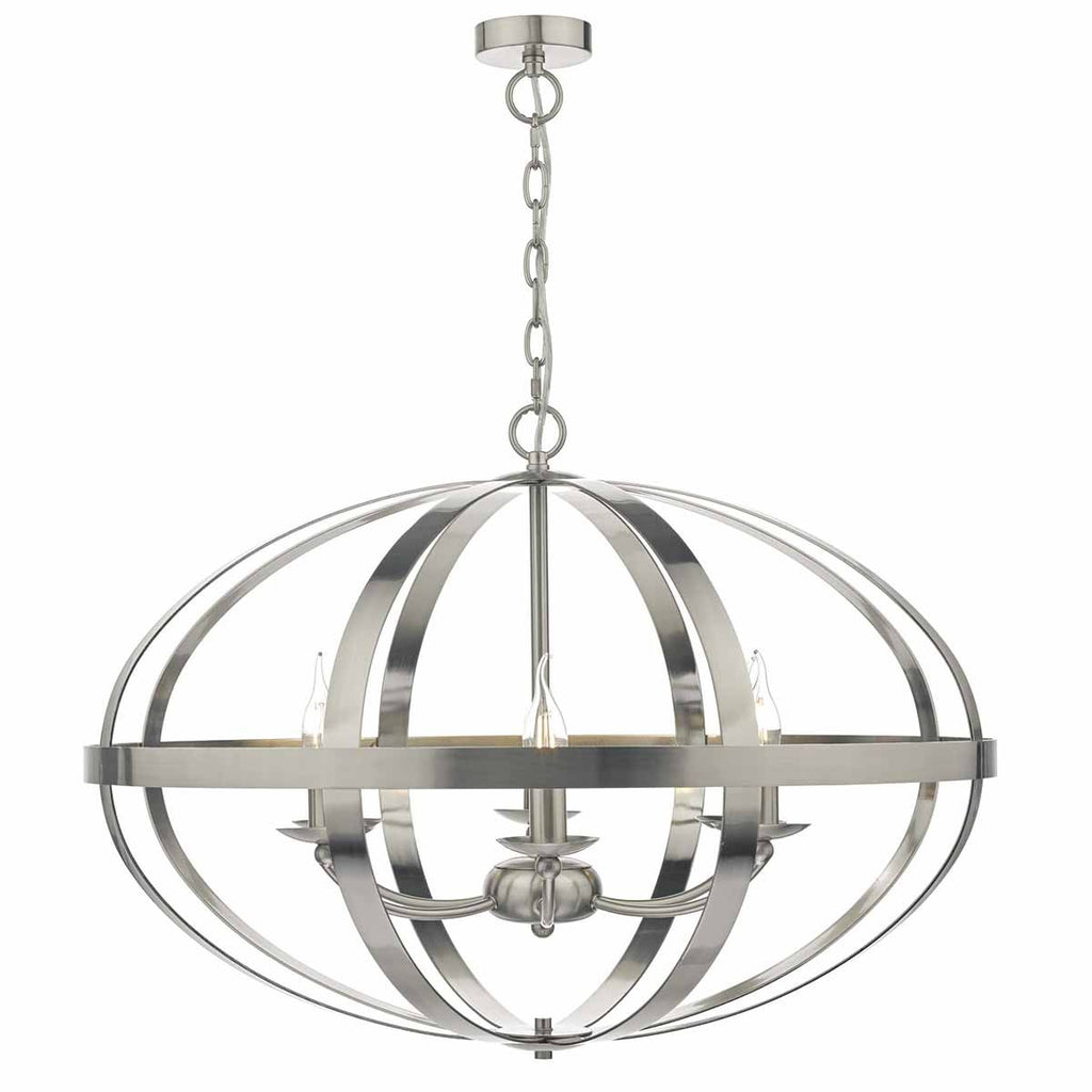 Symbol 6lt Pendant Satin Chrome by Dar Lighting