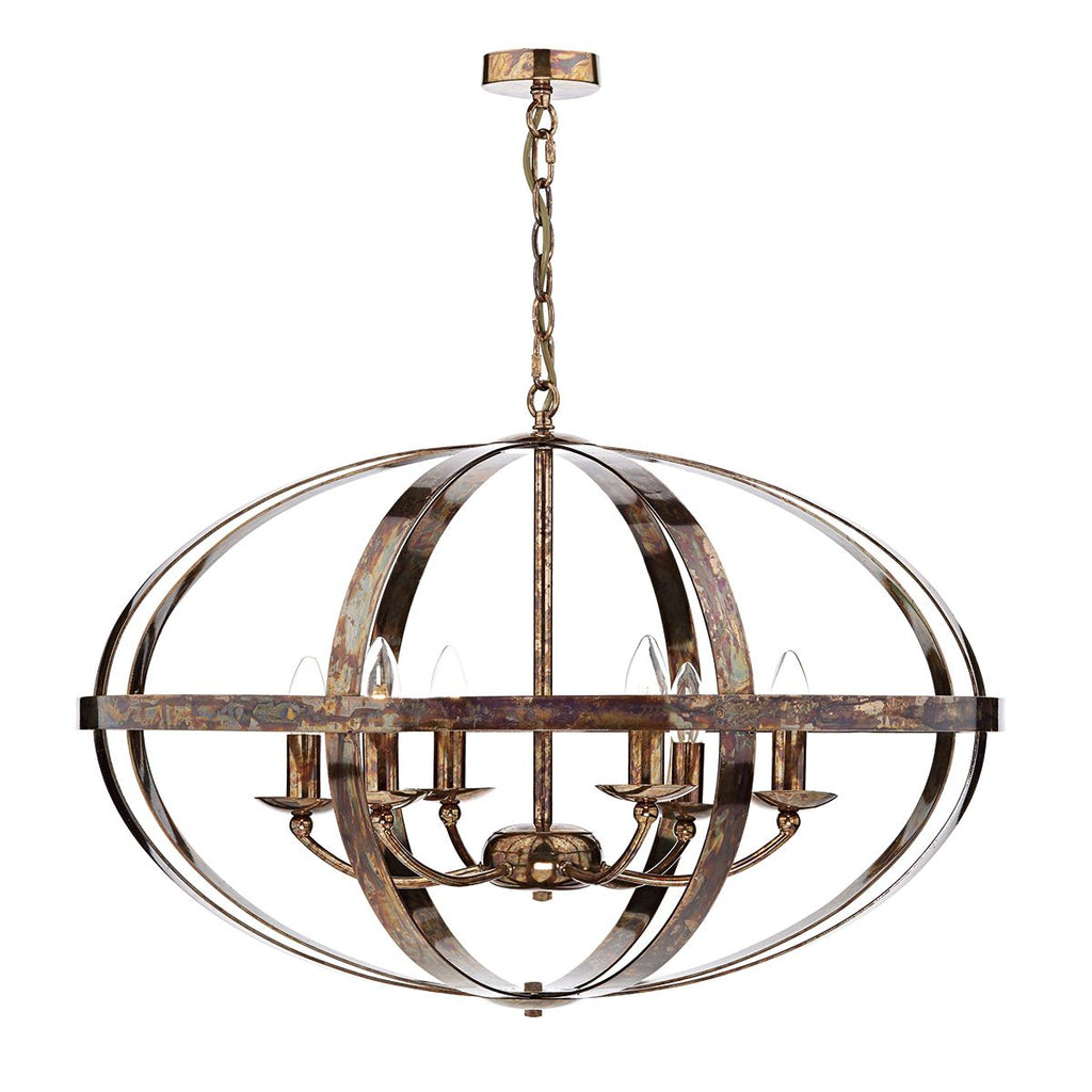 Symbol 6 Light Pendant Petrol Copper by Dar Lighting