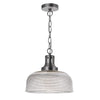 Tack 1 Light Glass Pendant Antique Chrome by Dar Lighting