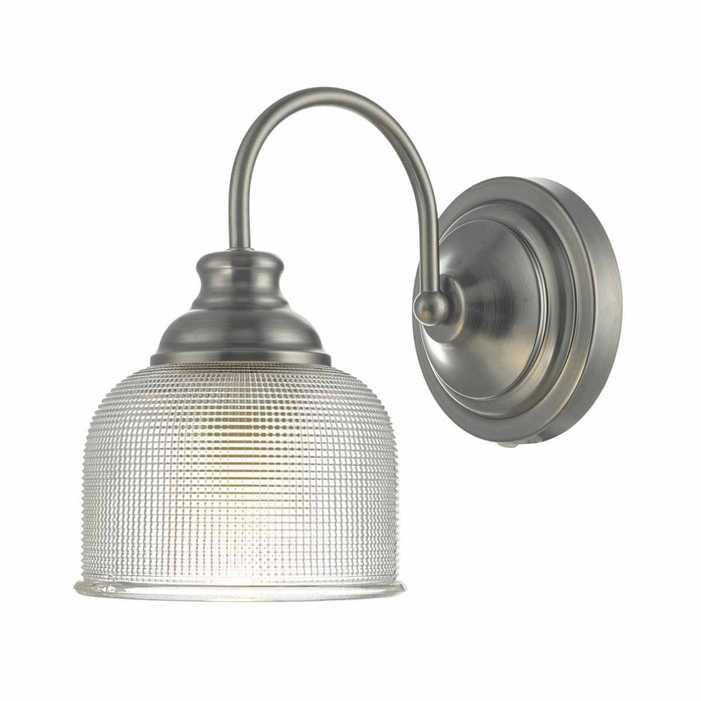 Tack Wall Light Antique Chrome & Textured Glass by Dar Lighting