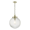 Tamara 1lt Pendant Antique Brass & Ribbed Glass by Dar Lighting