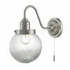 Tamara Wall Light Satin Nickel & Ribbed Glass by Dar Lighting