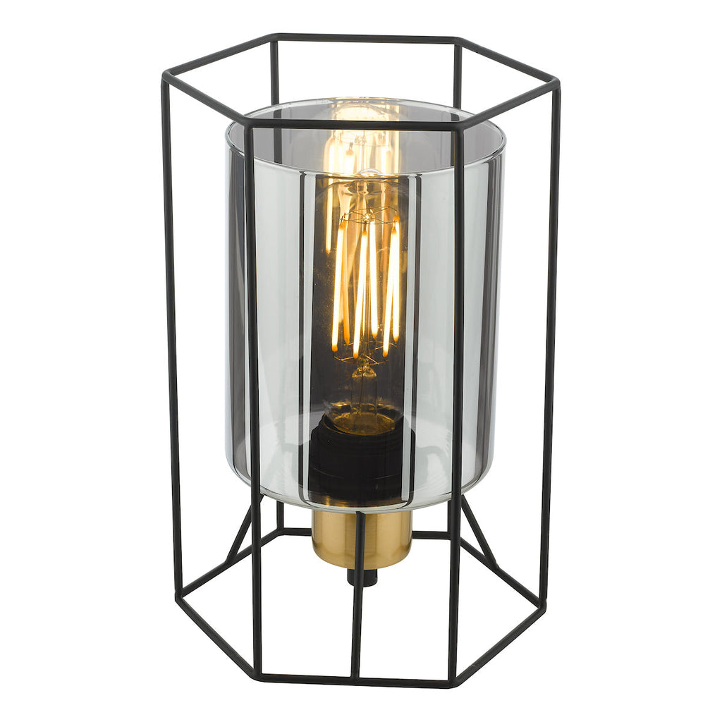 Dar Lighting - Tatum Table Lamp Matt Black and Smoked Glass