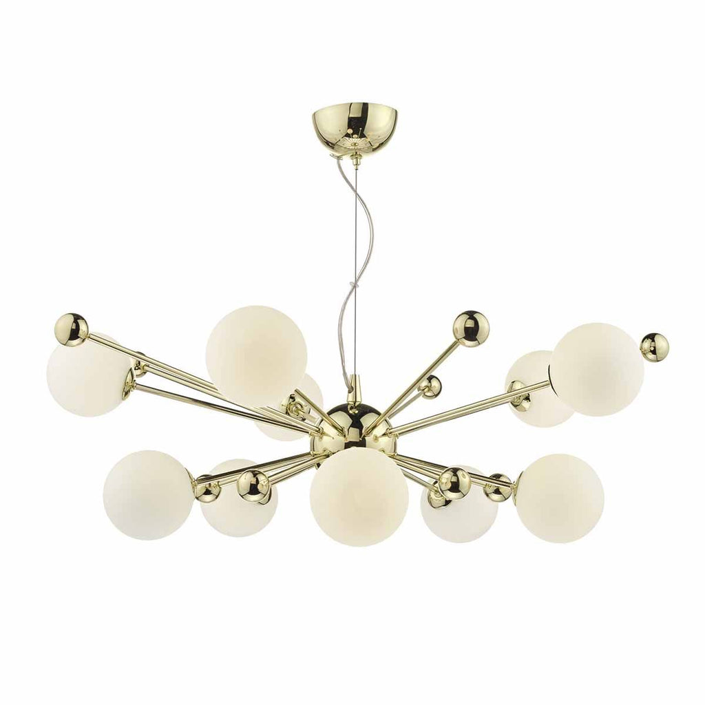 Ursa 10lt Pendant Gold & Opal Glass by Dar Lighting