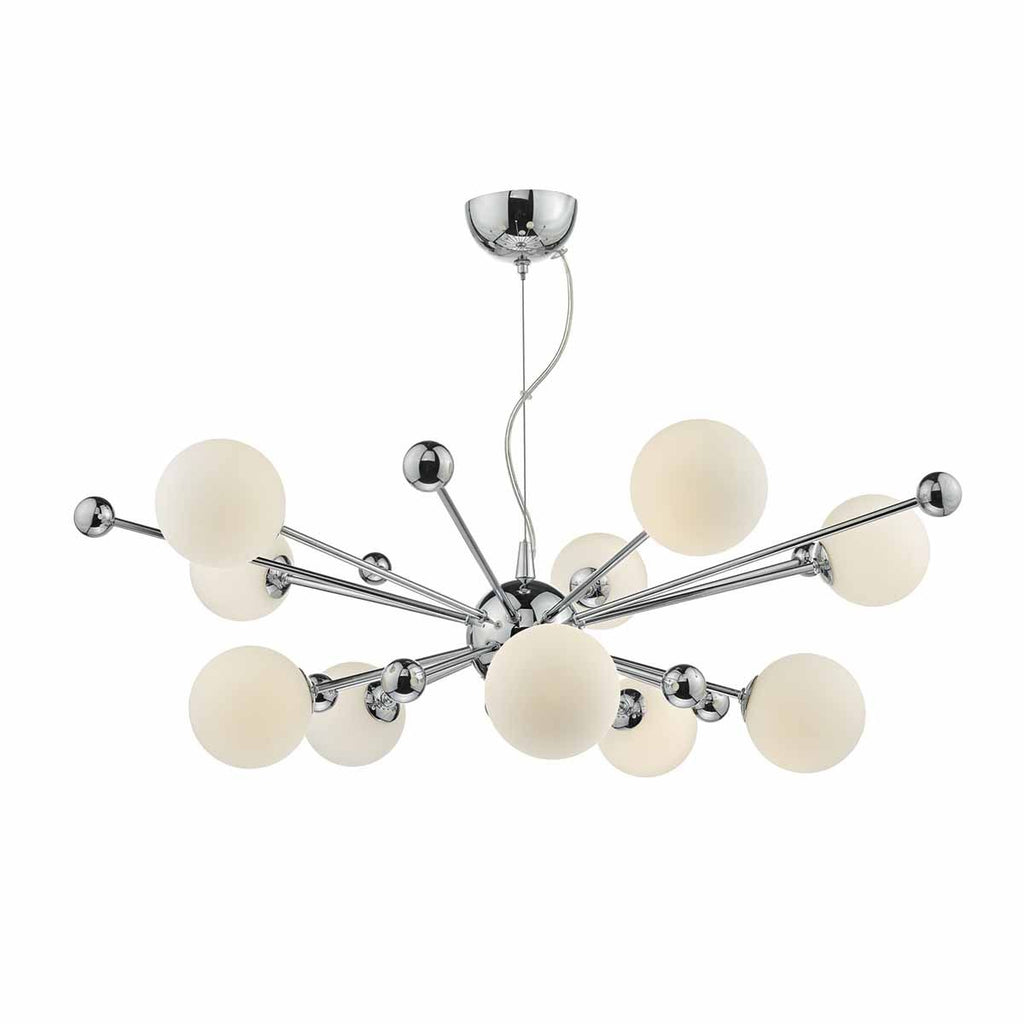 Ursa 10lt Pendant Polished Chrome & Opal Glass by Dar Lighting