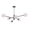 Dar Lighting -  Vignette 6 Light Pendant Matt Black & Opal Glass