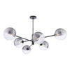 Dar Lighting -  Vignette 6 Light Pendant Matt Black & Smoked/Clear Ribbed Glass