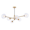 Dar Lighting -  Vignette 6 Light Pendant Aged Brass & Clear/Opal Glass