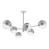 Dar Lighting -  Vignette 6 Light Pendant Polished Chrome & Smoked/Clear Ribbed Glass