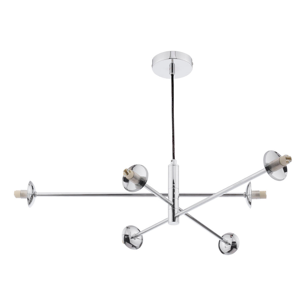 Dar Lighting -  Vignette 6 Light Pendant Polished Chrome and Twisted Glass
