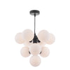 Dar Lighting -  Vine 10 Light Pendant Satin Black & Opal Glass