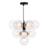 Dar Lighting -  Vine 10 Light Pendant Satin Black & Clear/Opal Glass