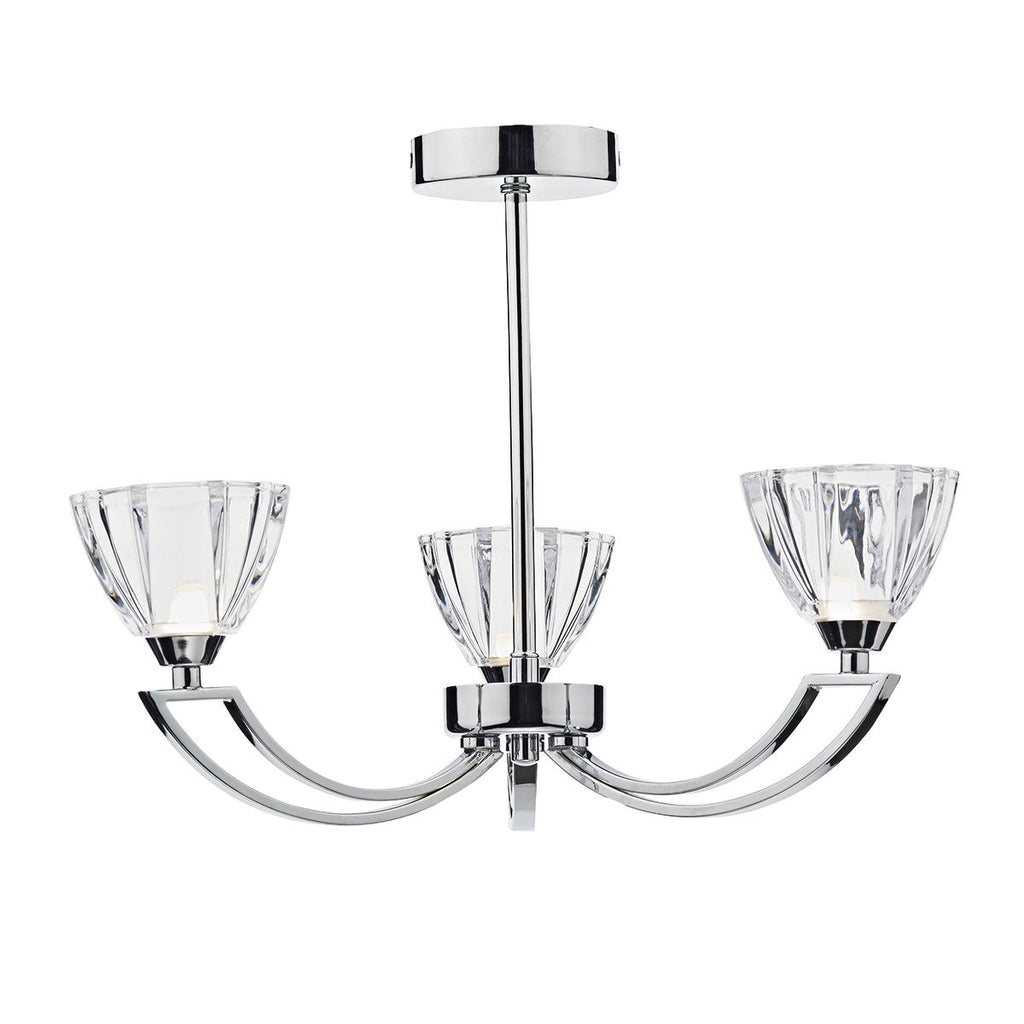 Vito 3 Light Semi Flush Polished Chrome by Dar Lighting