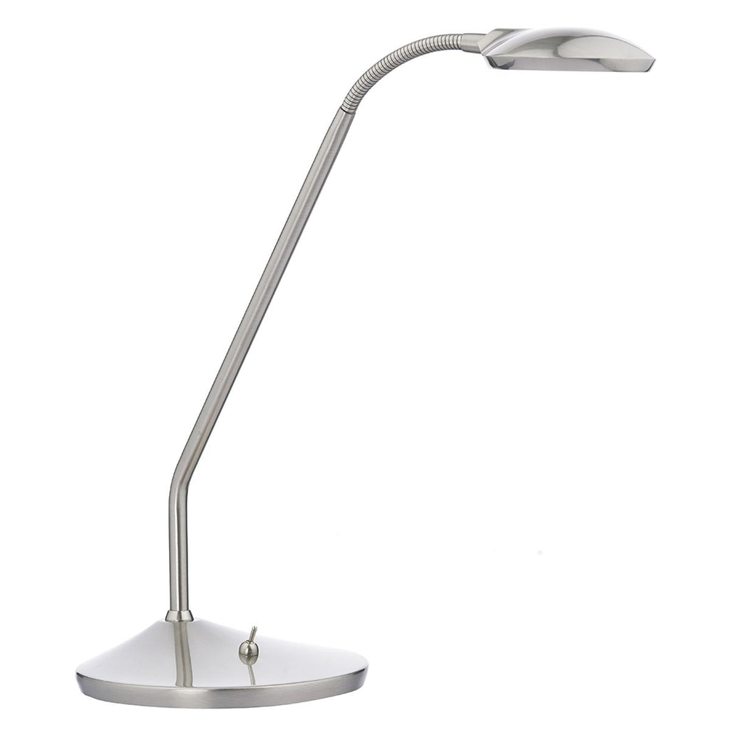 Wellington Table Lamp Satin Chrome Led by Dar Lighting