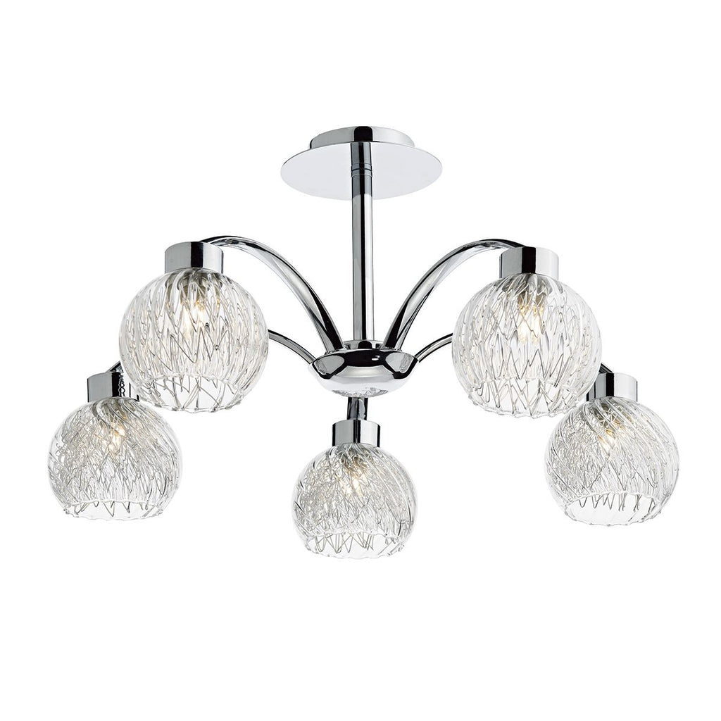 Yasmin 5 Light Semi Flush Polished Chrome by Dar Lighting